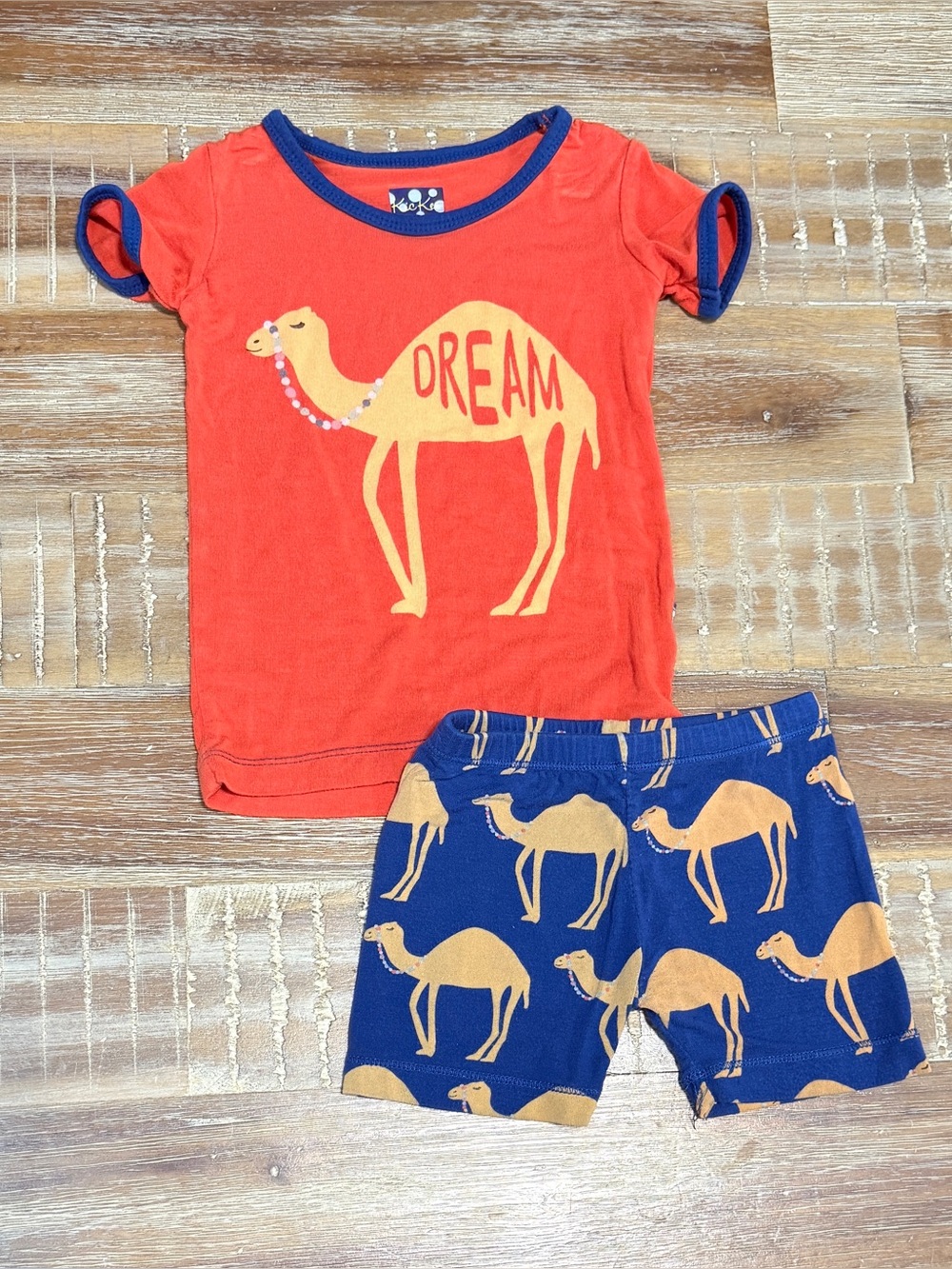 Kickee Pants Camel Bamboo Pajama Set short sleeve top and shorts 12-18m
